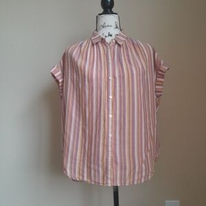Madewell top cuff sleeve striped relaxed womens S